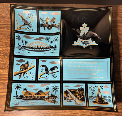 Vintage 1960’s Anheuser-Busch Busch Gardens Smoked Glass Souvenir Divided Snack Tray
