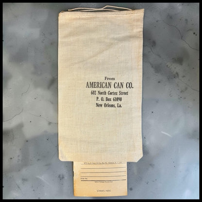 Vintage 1970’s American Can Company New Orleans, Louisiana Canvas Mailing Bag