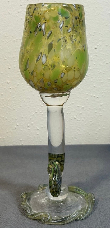 2002 Teri Walker Studio Art Glass Contemporary Style Goblet Chalice (New Orleans, Louisiana)