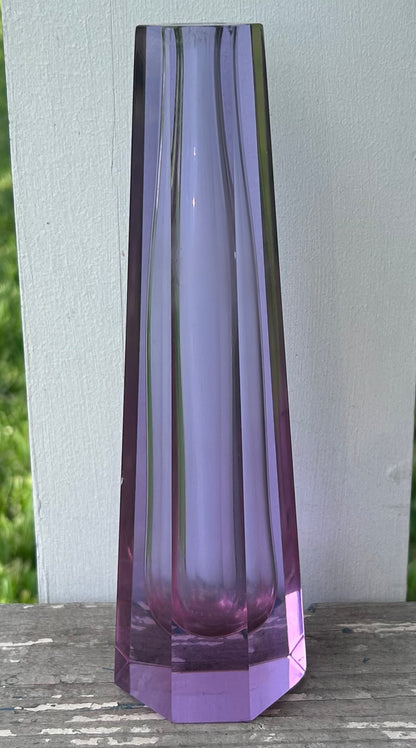 Vintage 1970’s Czech Alexandrite Neodymium Lilac Glass Bud Vase by Vanclav Hanus