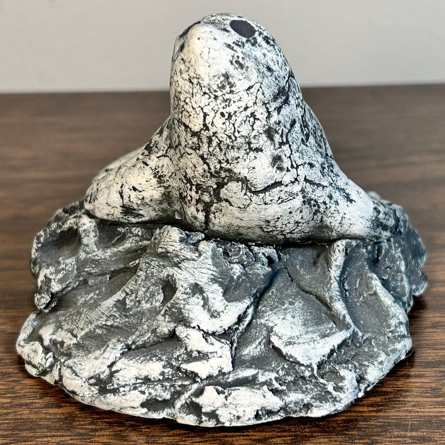 Vintage Circa 1970 American Shapes of Clay Mount St. Helen’s Volcanic Ash Seal on Rock Figurine by Stan Langtwait