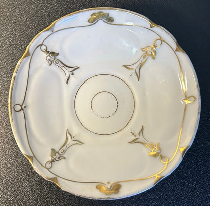 Late 19th Century French Rococo Revival T. REES. Porcelain Gilded Floral/Vine Motifs Teacup and Saucer Set
