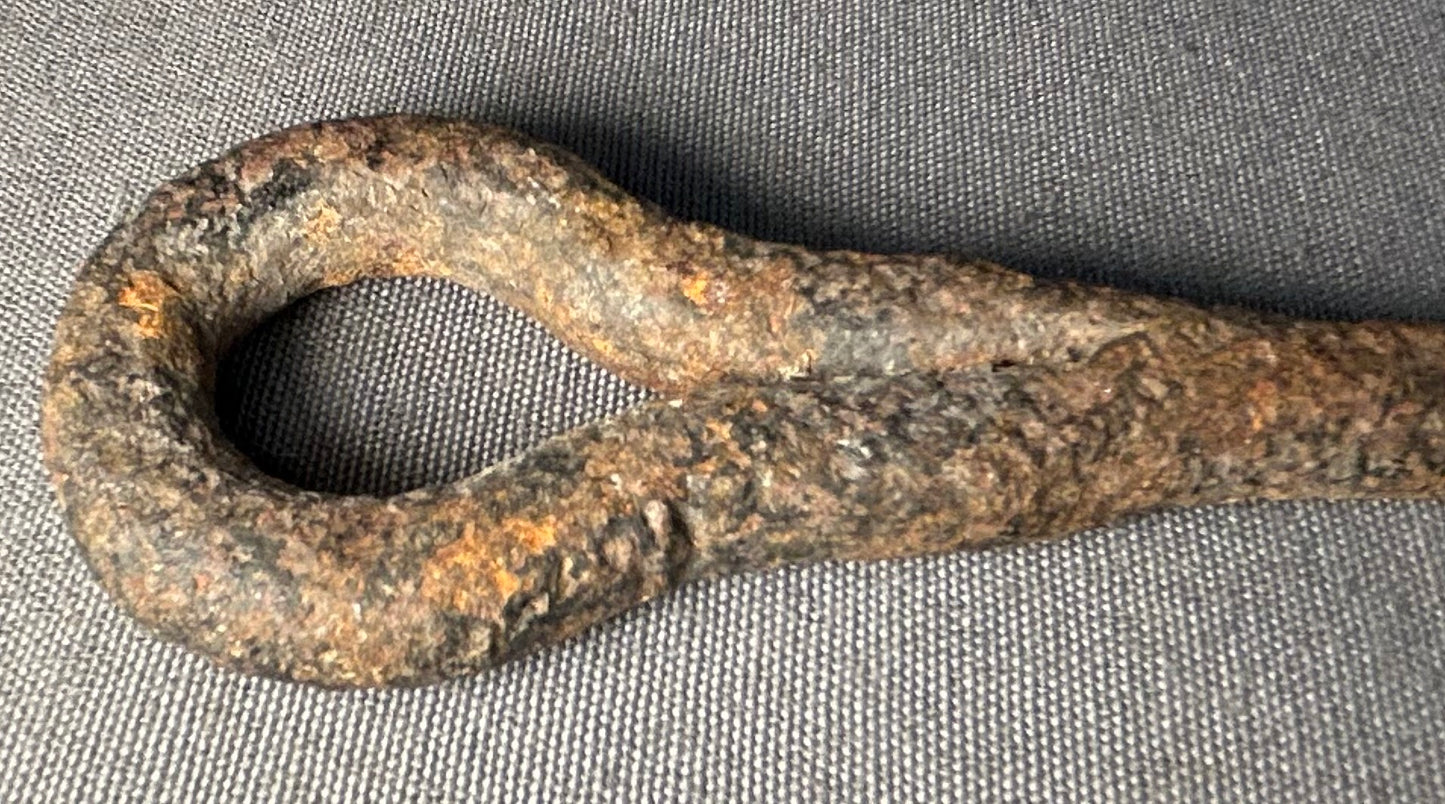 Late 19th Century American Primitive Hand-Forged Wrought Iron Double-Eye Linkage Rod