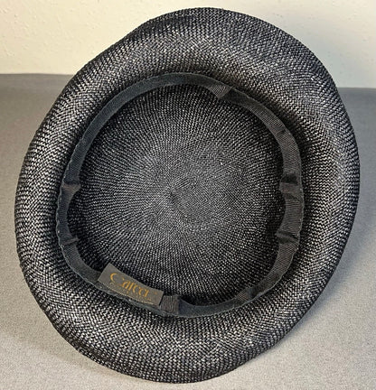 Vintage 1970’s American Maison Blanche Career Collection Women’s Black Fine Straw Cloche Hat and Box