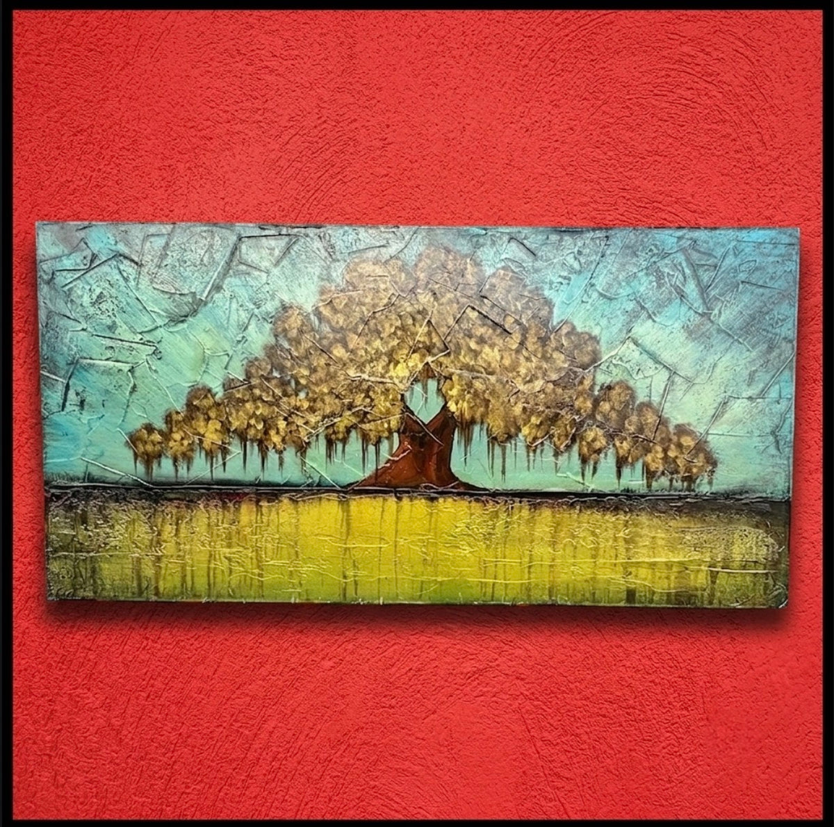 Derek Patterson - Contemporary Style Oak Tree Impasto Acrylic Painting on Wood Panel (Louisiana) (21st Century)