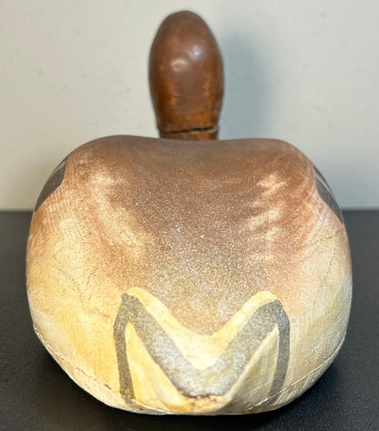 Circa 1940 American Primitive Redhead Drake Duck Hand-Painted Cedar Wood Decoy with Swivel Head and Glass Eyes (Upper Chesapeake Bay)