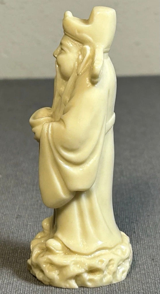 Vintage 1960’s Chinese Faux Ivory Resin Taoist God Lu Xing Figurine