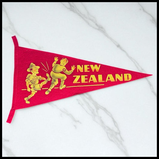 1940’s World War II Era New Zealand Anti-German Propaganda Hitler Being Kicked in the Butt Felt Pennant