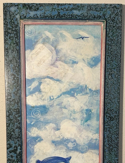 Vintage Robin Case - “Racing to Ship Island” Framed Acrylic Painting on Wood Panel (2000) (American)