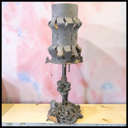 Vintage Mid 20th Century American Brutalist Scrap Metal Sculptural Table Lamp