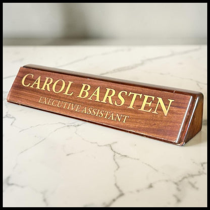 Leverage: Redemption Season 2 Episode 11 Carol Barsten Executive Desk Name Plate T.V. Prop (“The Belly of the Beast Job”)