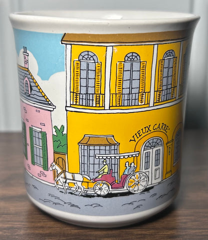 Vintage 1982 Vieux Carre Creations New Orleans French Quarter Royal Street Ceramic Coffee Mug