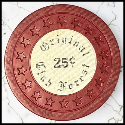 Vintage 1944-1952 American Club Forest Illegal Casino Gambling Club 25¢ Clay Poker Chip