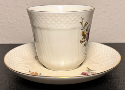 1947-48 Danish Royal Copenhagen Porcelain Frijsenberg Floral Pattern Demitasse Cup and Saucer Set