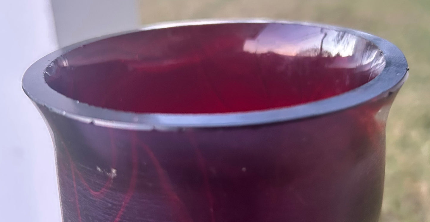 Circa 1900 Bohemian Josef Rindskopf Art Nouveau Iridescent Ruby Red Glass Striated Twist Vase