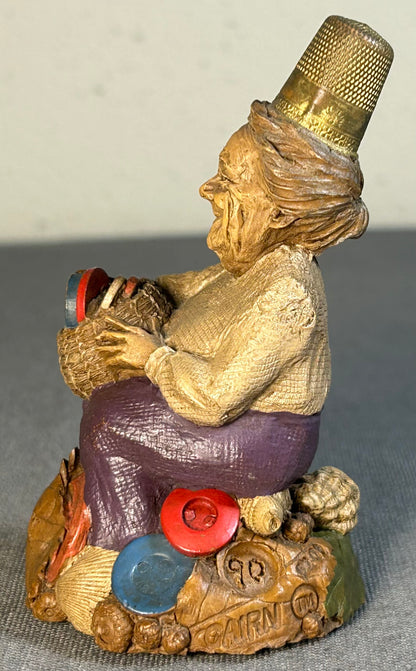 Vintage 1992 American Tom Clark Mother of Pearl Resin Thimble Gnome Figurine with COA and Story Card
