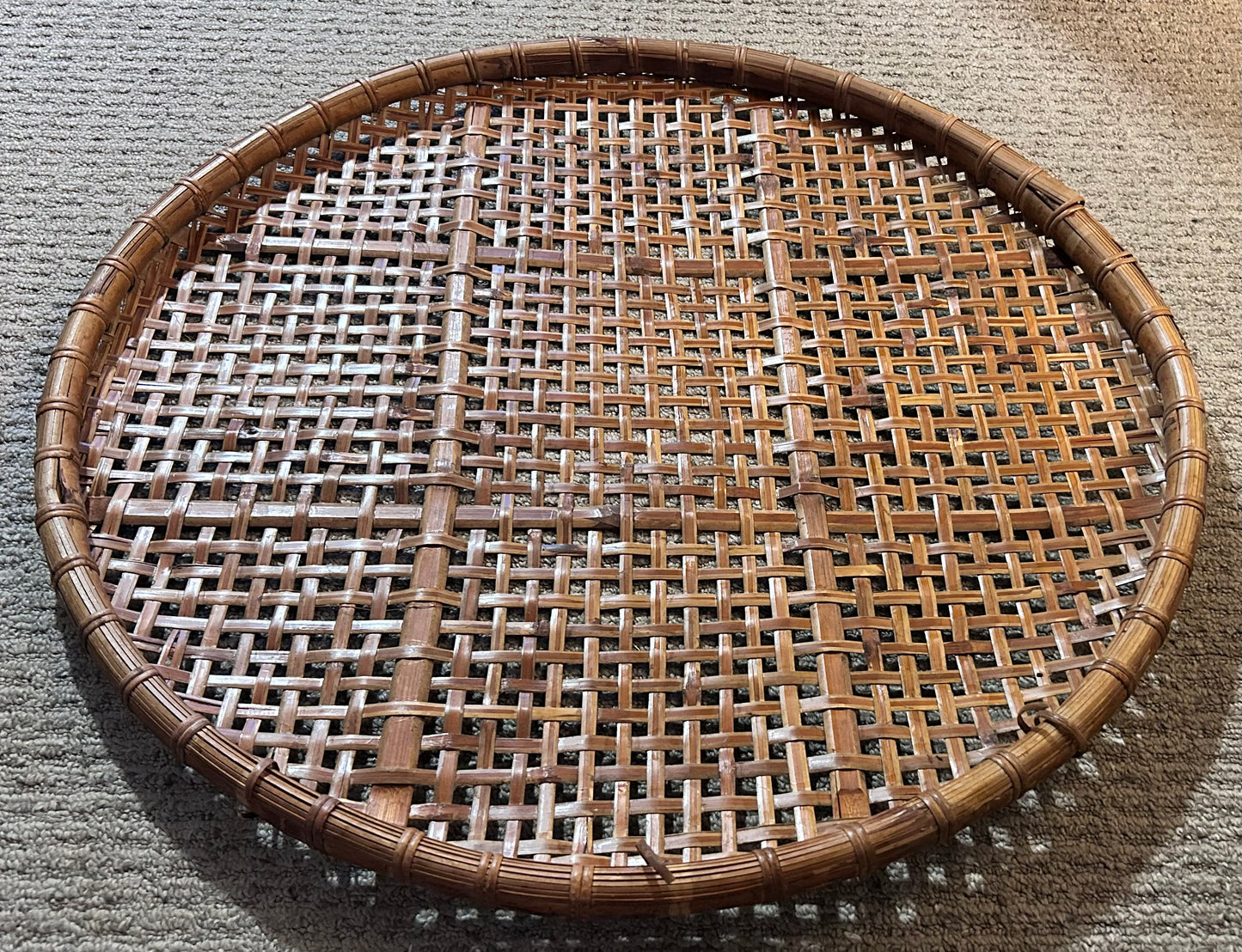 Vintage Mid 20th Century East Asian Woven Bamboo/Rattan Winnowing Basket