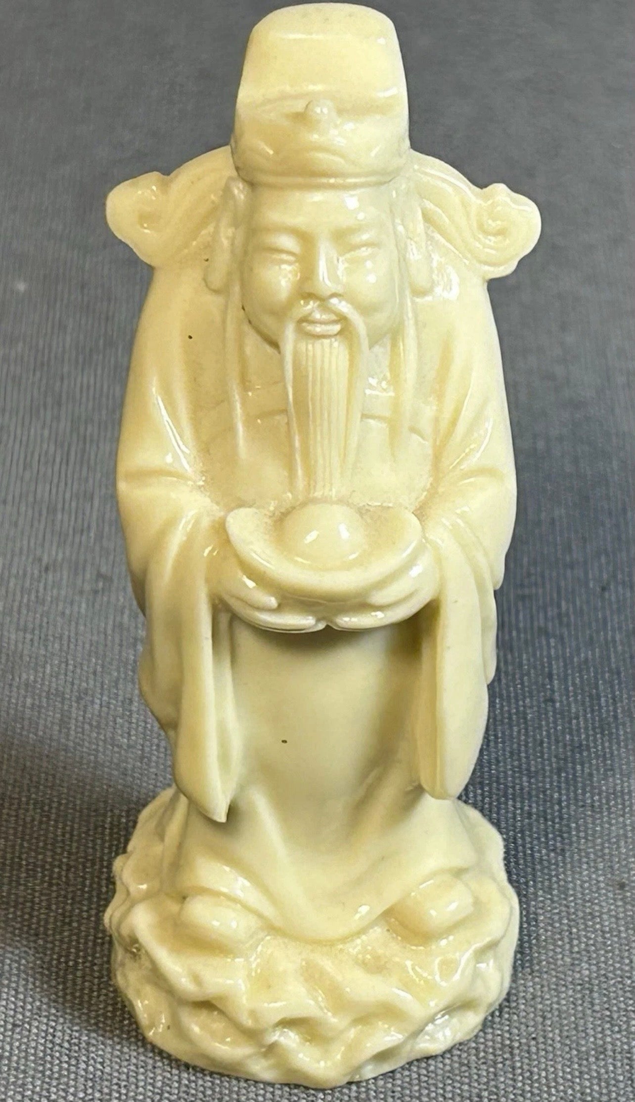 Vintage 1960’s Chinese Faux Ivory Resin Taoist God Lu Xing Figurine