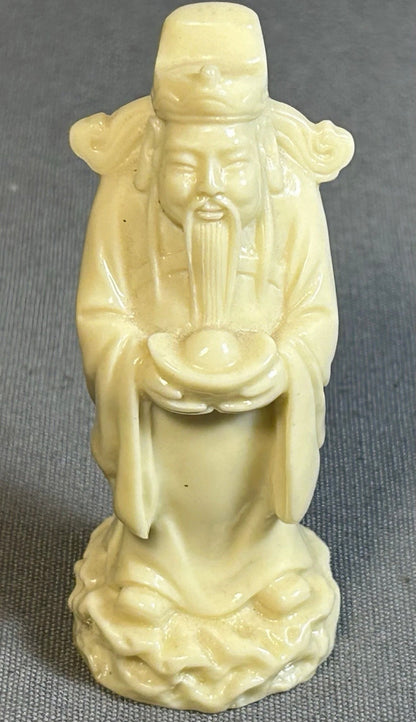Vintage 1960’s Chinese Faux Ivory Resin Taoist God Lu Xing Figurine