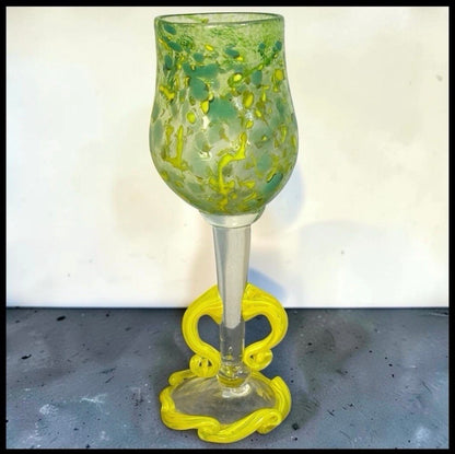 2002 Teri Walker Studio Art Glass Contemporary Style Goblet Chalice (New Orleans, Louisiana)