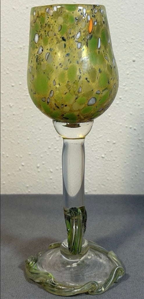 2002 Teri Walker Studio Art Glass Contemporary Style Goblet Chalice (New Orleans, Louisiana)