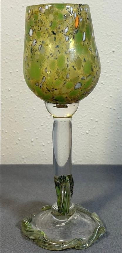 2002 Teri Walker Studio Art Glass Contemporary Style Goblet Chalice (New Orleans, Louisiana)