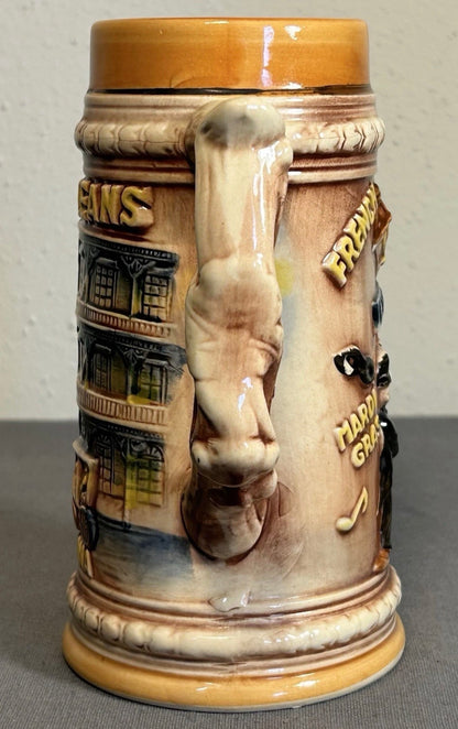 Vintage 1970’s New Orleans, Louisiana Souvenir Ceramic Beer Stein Mug Made in Japan
