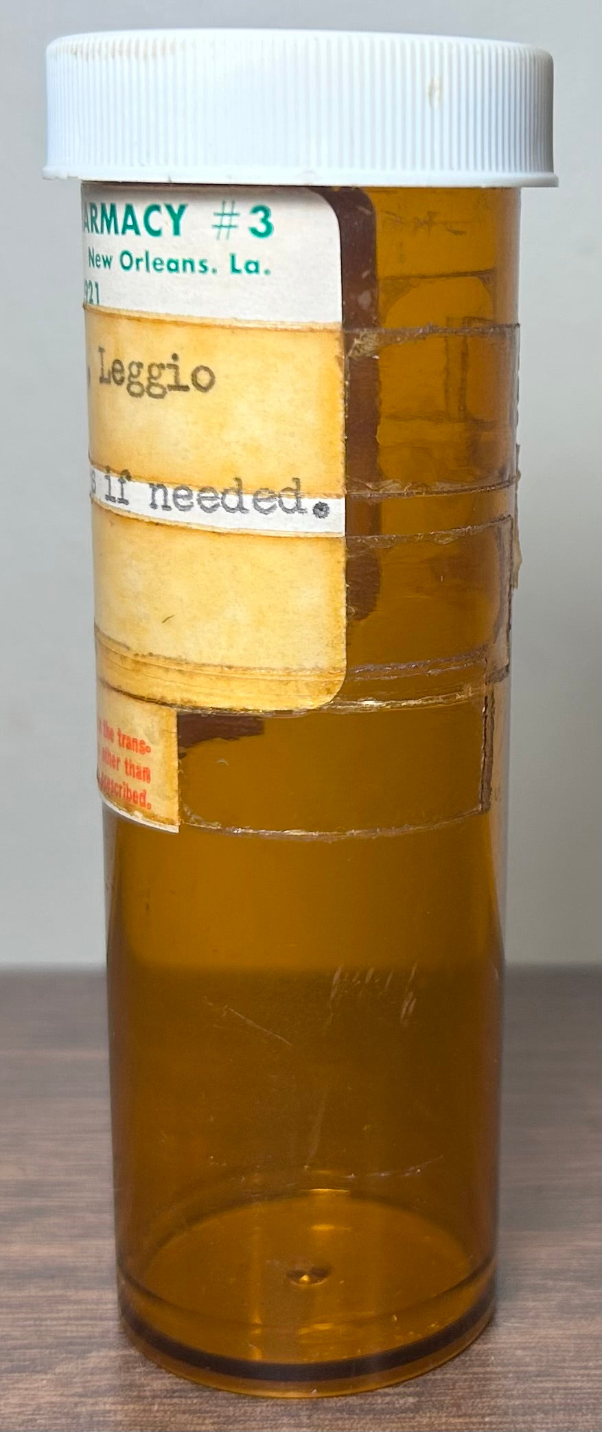 Vintage Mid 20th Century American Schwegmann’s Pharmacy Plastic Prescription Medicine Bottle