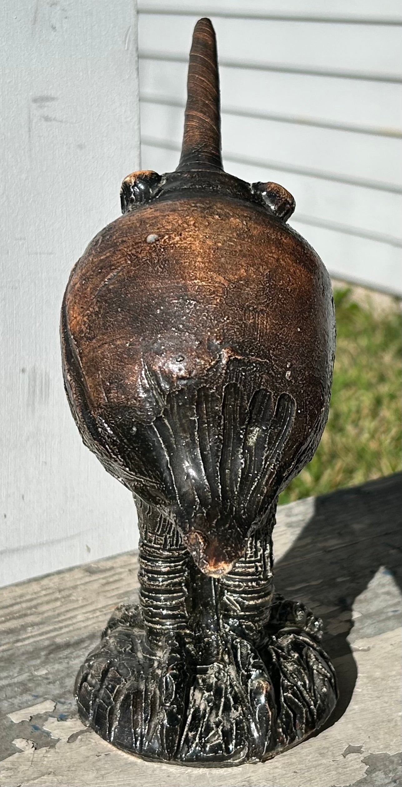 Vintage American 1971 Contemporary Style Kiwi Bird Clay Sculpture by Bernie Hill (Louisiana)