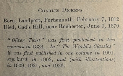 1926 “The Adventures of Oliver Twist” by Charles Dickens The World’s Classics Leather-bound Book