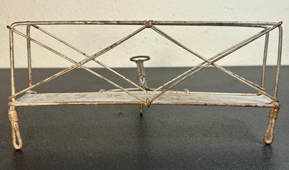 1840 American Antebellum Primitive Tin Metal Bridge Trestle Bread Warmer with Handle