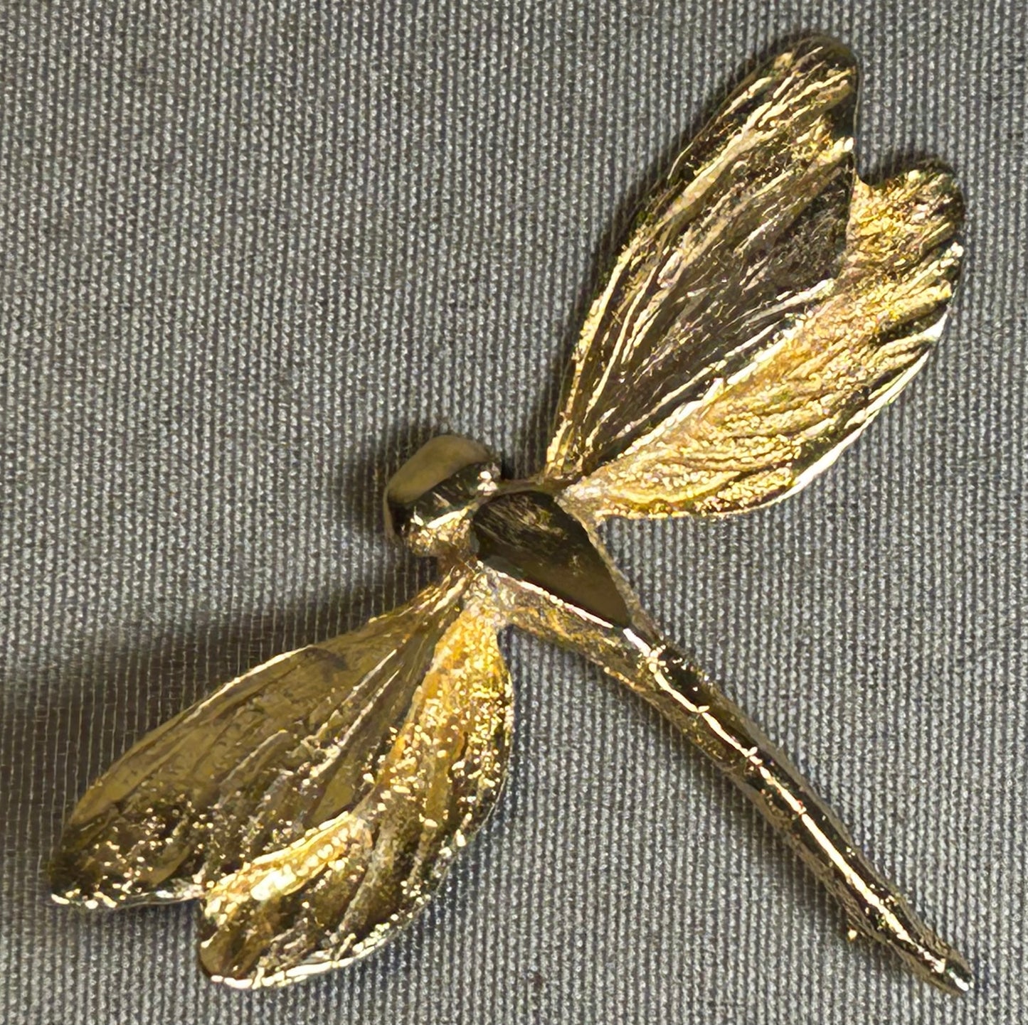 Vintage Circa 2000 American India Stewart Gold-Tone Cast Metal Dragonfly Convertible Brooch Pendant (New Orleans)