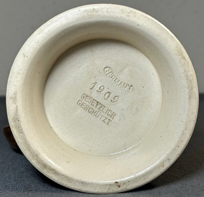 Early 20th Century German Westerwald-Style Stoneware High-Relief Tavern Scene Motif Lidded Stein