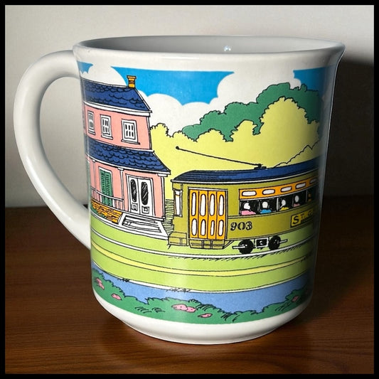 Vintage 1981 Vieux Carre Creations New Orleans St. Charles Avenue Streetcar Ceramic Coffee Mug