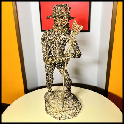 Vintage 1960's Brutalist C. Serraty Style Hunter Man Metal Wire Sculpture