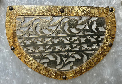 Vintage 1950’s American Wilardy Pearlescent Marbleized White Lucite/Metal Filigree Box Purse Made in New York