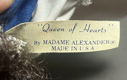 Vintage 1980’s American Madame Alexander Queen of Hearts Hard Plastic/Vinyl Doll with Stand