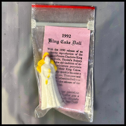 Vintage 1992 American Haydel’s Bakery New Orleans Mardi Gras Bisque Porcelain Queen Doll with Insert Card