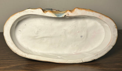 Circa 1930 German Scheibe-Alsbach Kister Bisque Porcelain Man with Bagpipes/Monkey with Cymbals Atop Grizzly Bear Figural Group