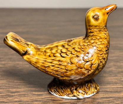 Mid 19th Century English Victorian Staffordshire Treacle Glazed Porcelain Bird Whistle