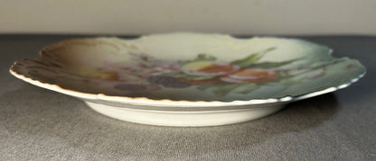 Early 20th Century Bavarian Zeh, Scherzer & Co. Porcelain Hand-Painted Transferware Botanical Fruit Arrangement Motif Plate
