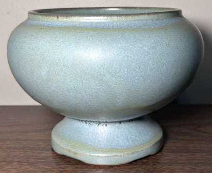 Vintage Circa 1970 American Frankoma Pottery Prairie Green Footed Planter/Vase (#22A)