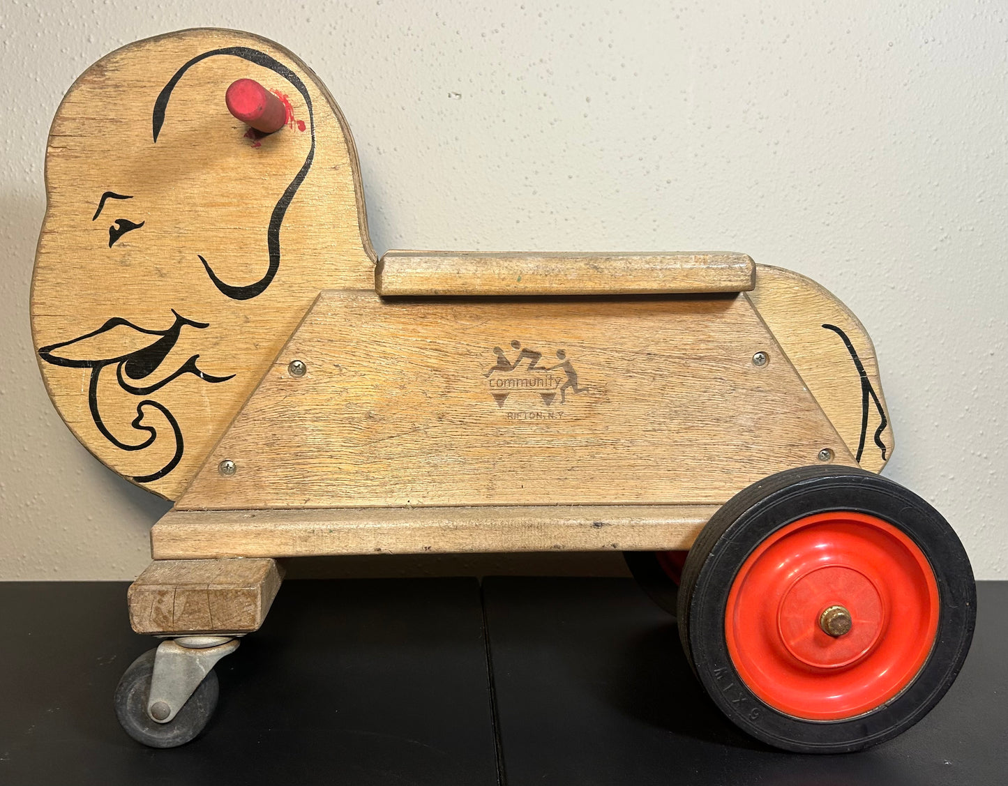 Vintage 1960’s American Community Playthings Wooden Ride-On Elephant Toy Made in Rifton, New York