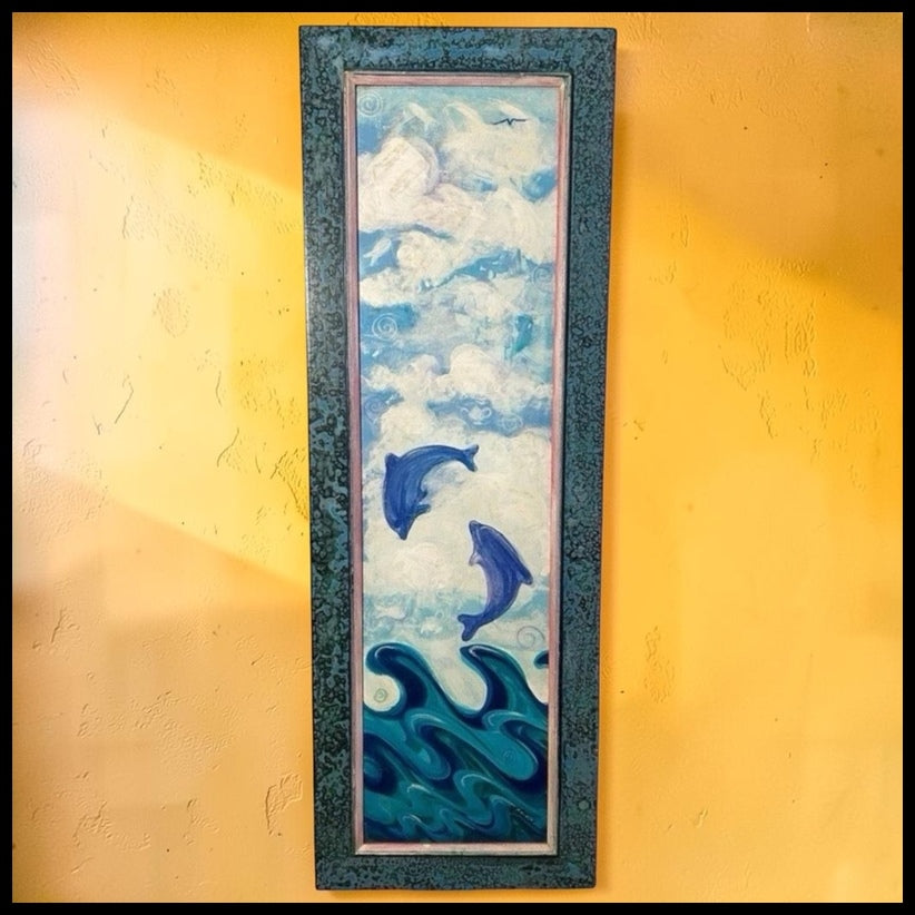 Vintage Robin Case - “Racing to Ship Island” Framed Acrylic Painting on Wood Panel (2000) (American)