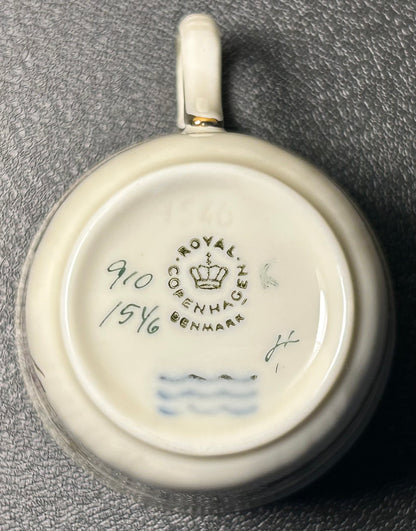 1947-48 Danish Royal Copenhagen Porcelain Frijsenberg Floral Pattern Demitasse Cup and Saucer Set