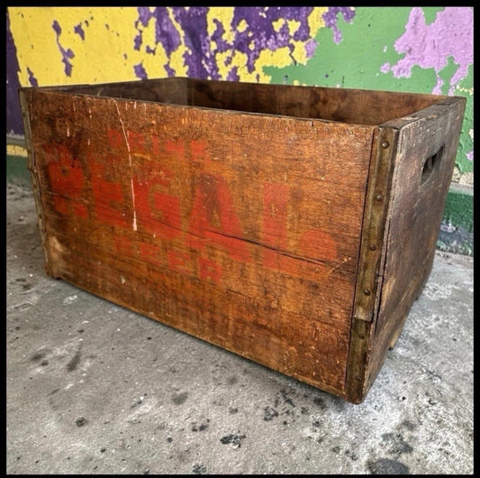 1940’s New Orleans Regal Beer American Brewing Company Wooden/Metal Strapped 24-Bottle Beverage Shipping Crate