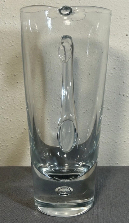 Vintage 1960’s Swedish Mid Century Modern Kosta Clear Art Glass Pippi Series Tall Pitcher with Controlled Bubble Weighted Base by Vicke Lindstrand (LH 1740)