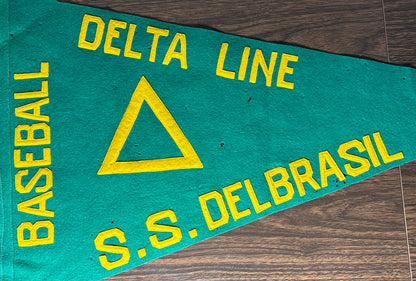 Circa 1940 S.S. Delbrasil Delta Line Ship Baseball Pennant