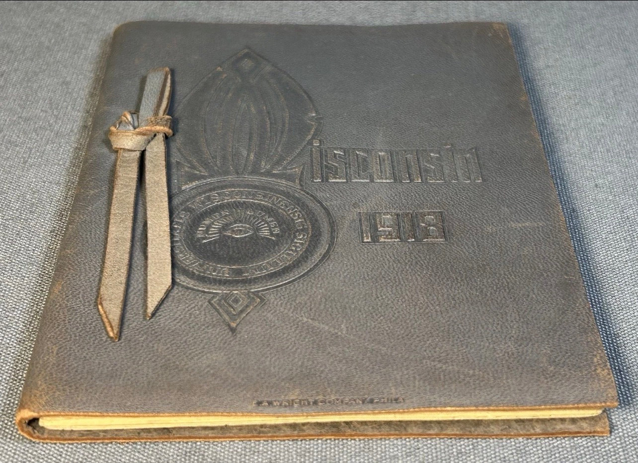 1918 University of Wisconsin Leather-Bound Commencement Invitation Program by E.A. Wright Company