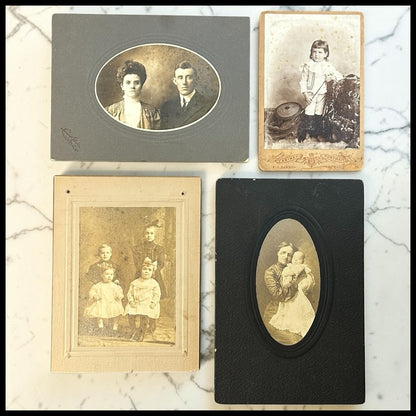 Lot of 4 Late 19th Century American Victorian Cabinet Card/Studio Print Portrait Photographs